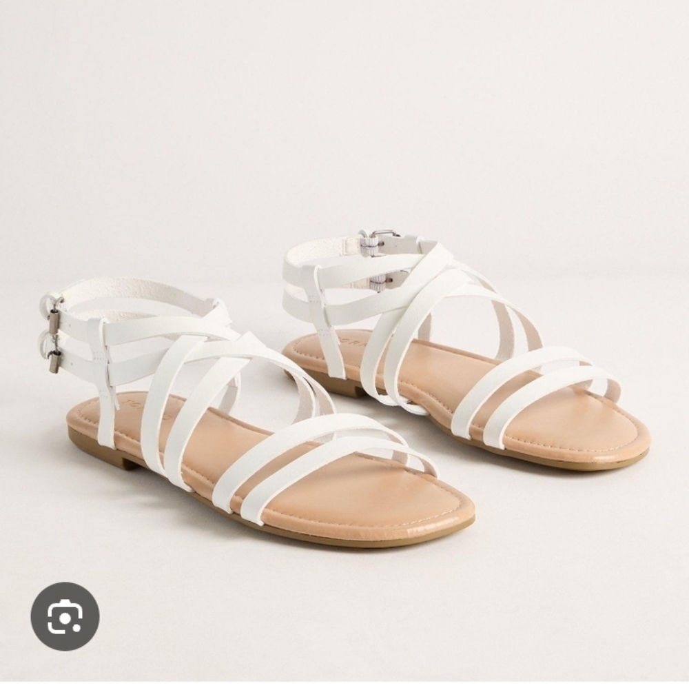 Torrid Double Buckle White Gladiator Sandals Double Wide